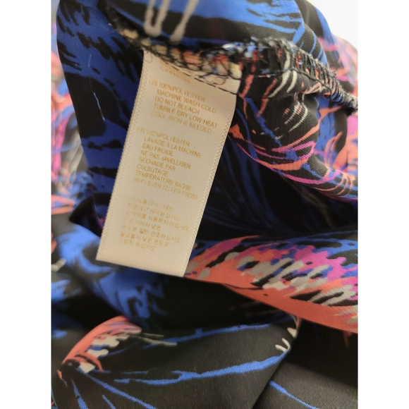 [275]Faith 21 Plus Sz 3X Black Blue Pink Feather Pattern Waist Fit Short Dress - Picture 3 of 7